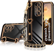 Casella di protezione con cordoncino e polsiera retrattile per Samsung Galaxy A53 5G - Otre in silicone con cinturino, materiale TPU, estremamente morbido e leggero, resistente allo shock in nero