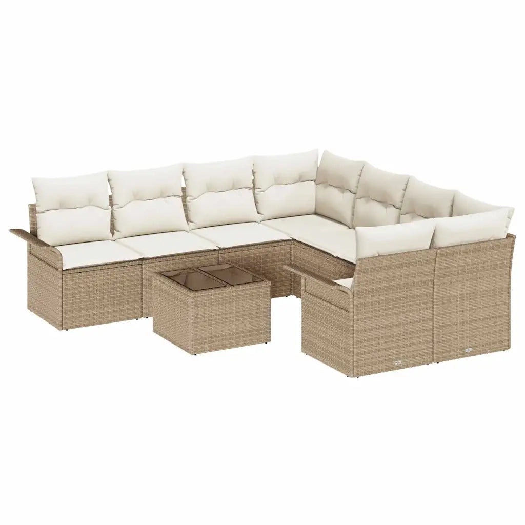 Set Divano da Giardino 9 pcs Beige e Crema polyrattan 3353970