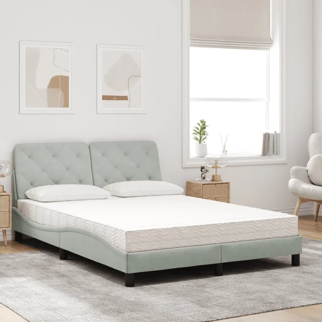 Letto con Materasso Grigio Chiaro 120x200 cm in Velluto 3208646