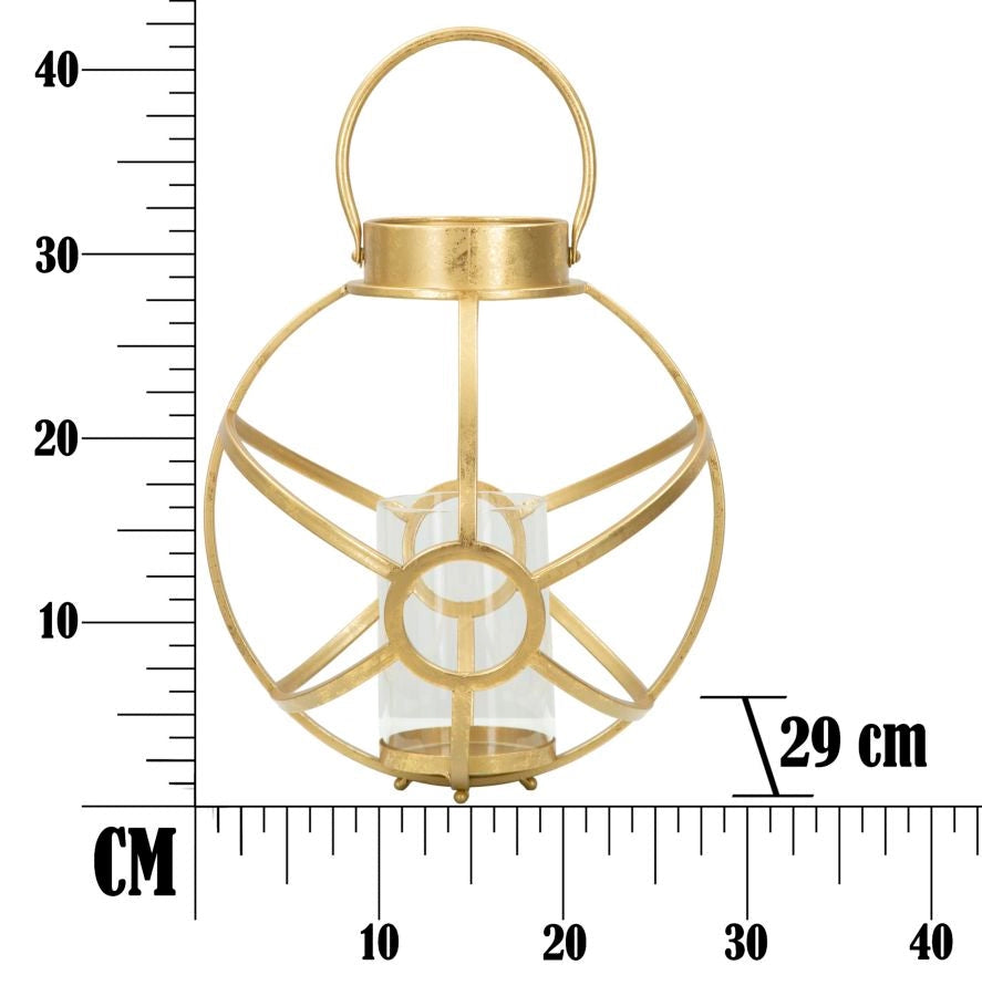 Portacandele Glam Ox Ø29x42,5 cm in Ferro e Vetro Oro