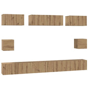 Set mobile TV 8 pz | Armadietto TV | Mobile Porta TV Rovere artigianale Legno multistrato