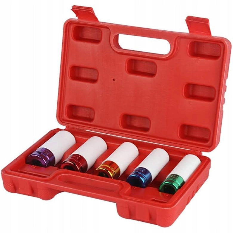 Set di Bussole a Impatto 1/2" – Acciaio CrV, Protezione Cerchi | Misure: 15-22 mm, Lunghezza 79 mm | Valigetta Inclusa