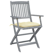 Sedie da Giardino Pieghevoli 2pz con Cuscini in Massello Acacia 3064499