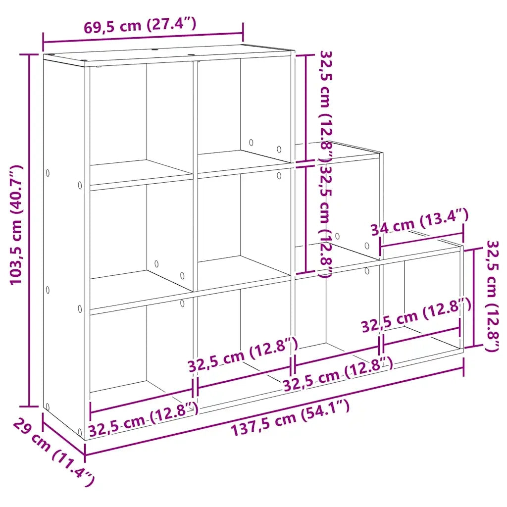 Libreria divisoria Rovere Nero 137,5 x 29 x 103,5 cm