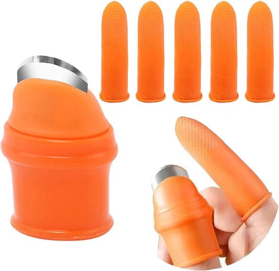 6 pezzi - protezione per le dita - protezione per le dita per tagliare - guanti da cucina - per tagliare frutta e verdura, per potare piante da appartamento (1 pollice x 5 protezione per le dita in silicone)