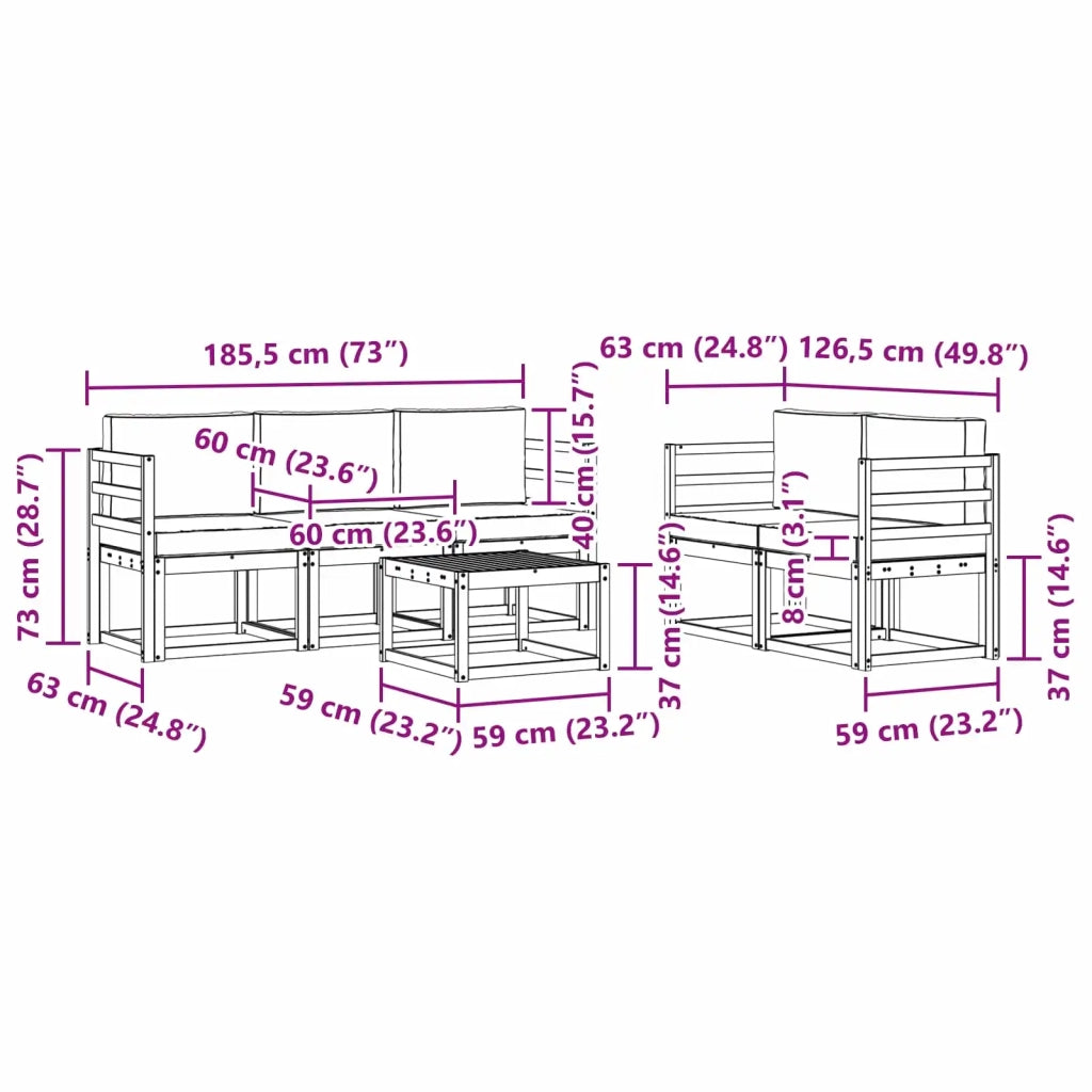 Set di divani da esterno 6 pz 3387229