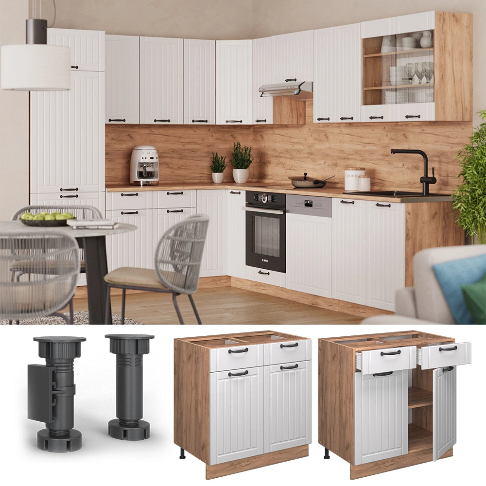 Vicco Mobiletto base per cucina Bianco casa di campagna 80 cm senza piano di lavoro