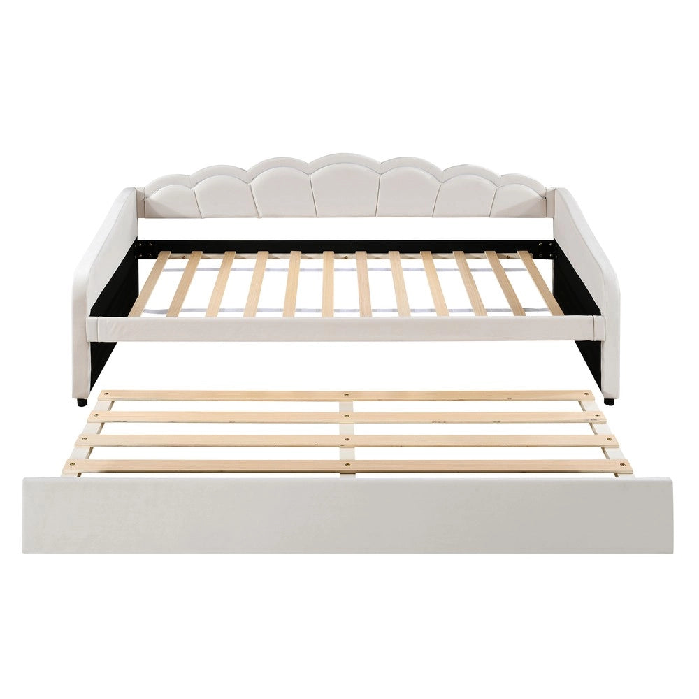 Letto Singolo Imbottito con LED ¨C MINIMAL ¨C Velluto Beige 90x200