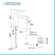 Miscelatore lavabo nero opaco Mariani serie Artic scarico incluso