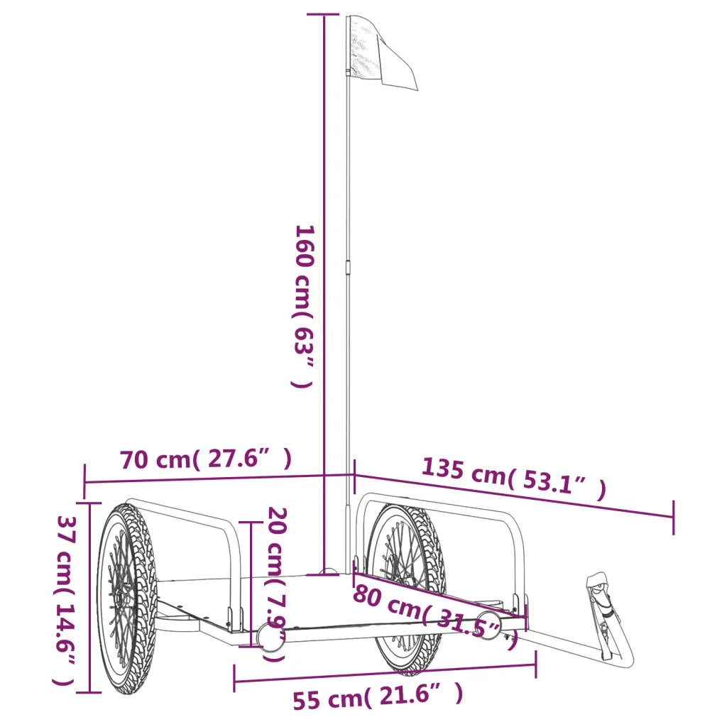 Rimorchio da Bici Nero 135x70x37 cm in Ferro CFW6648438