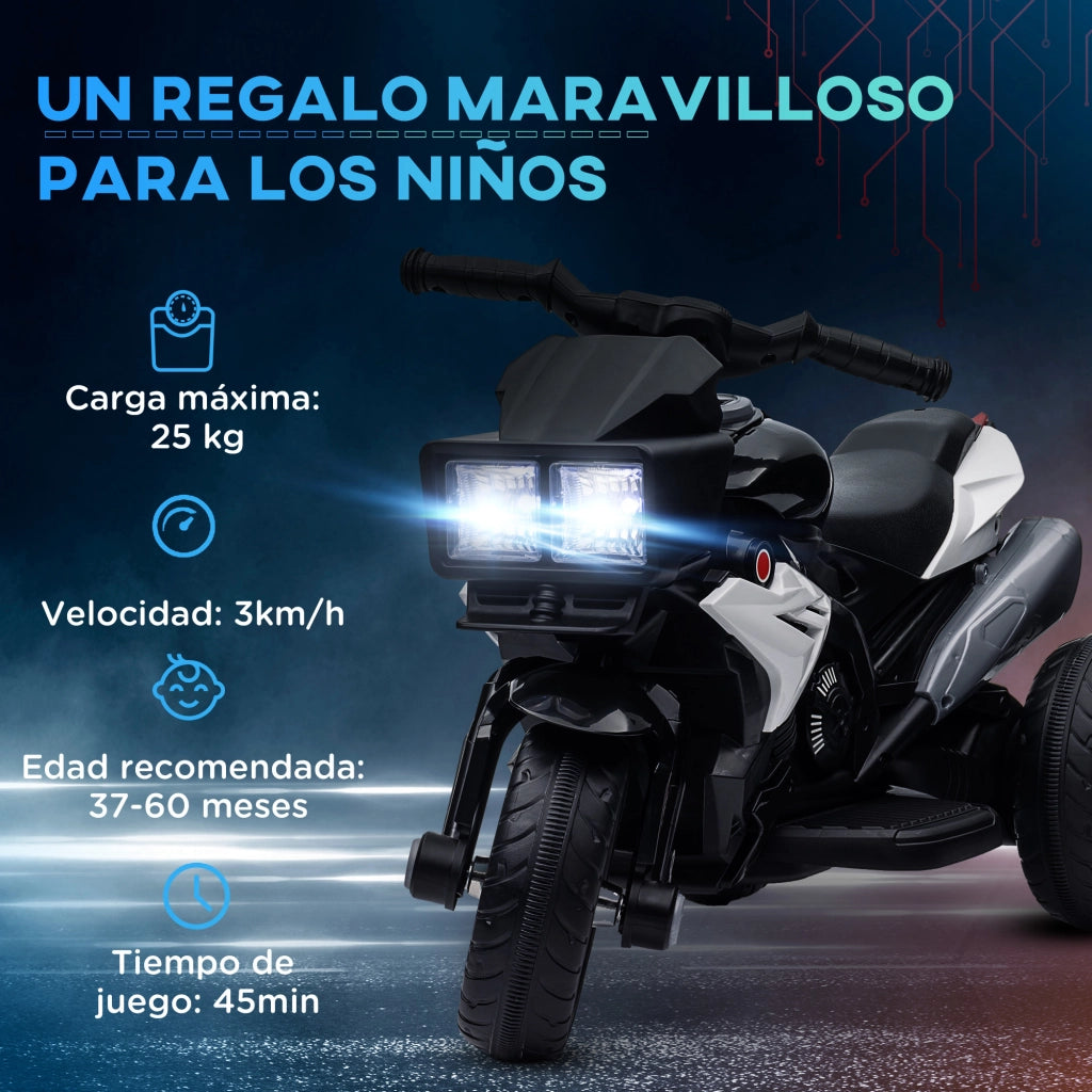 Moto Elettrica Bambini con Luci e Musica ¨C zephmum ¨C 3 km/h Nero