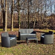 Salottino Outdoor Riccione, set Salotto da Esterno 4 Posti Made in Italy, Nero Antracite