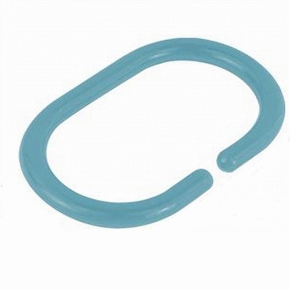 Trade Shop - Set 12pz Anelli Ganci Per Tenda Da Doccia Box Bagno In Plastica Pp Azzurro 87245 -