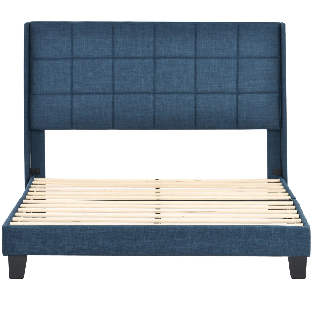 letto imbottito lino blu 140x200 cm