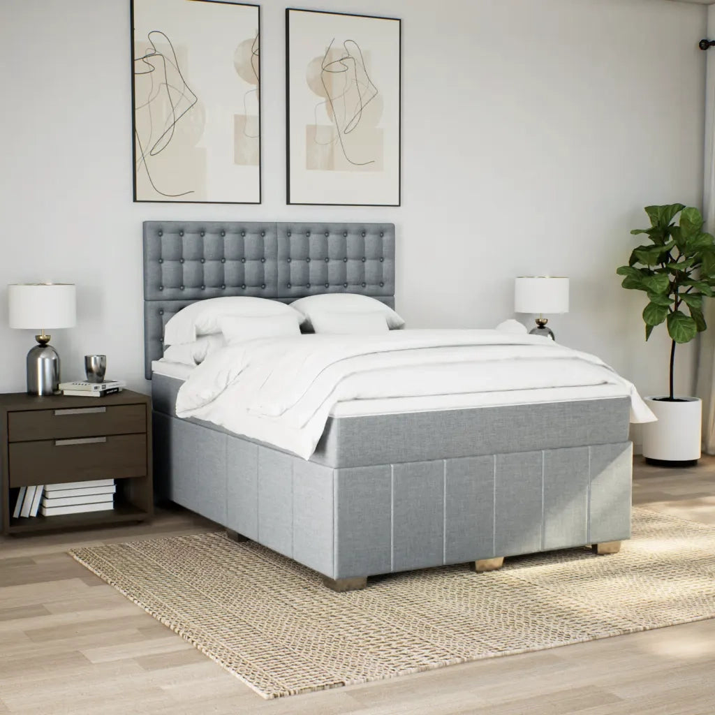 Giroletto a Molle con Materasso Grigio Chiaro 140x200cm Tessuto