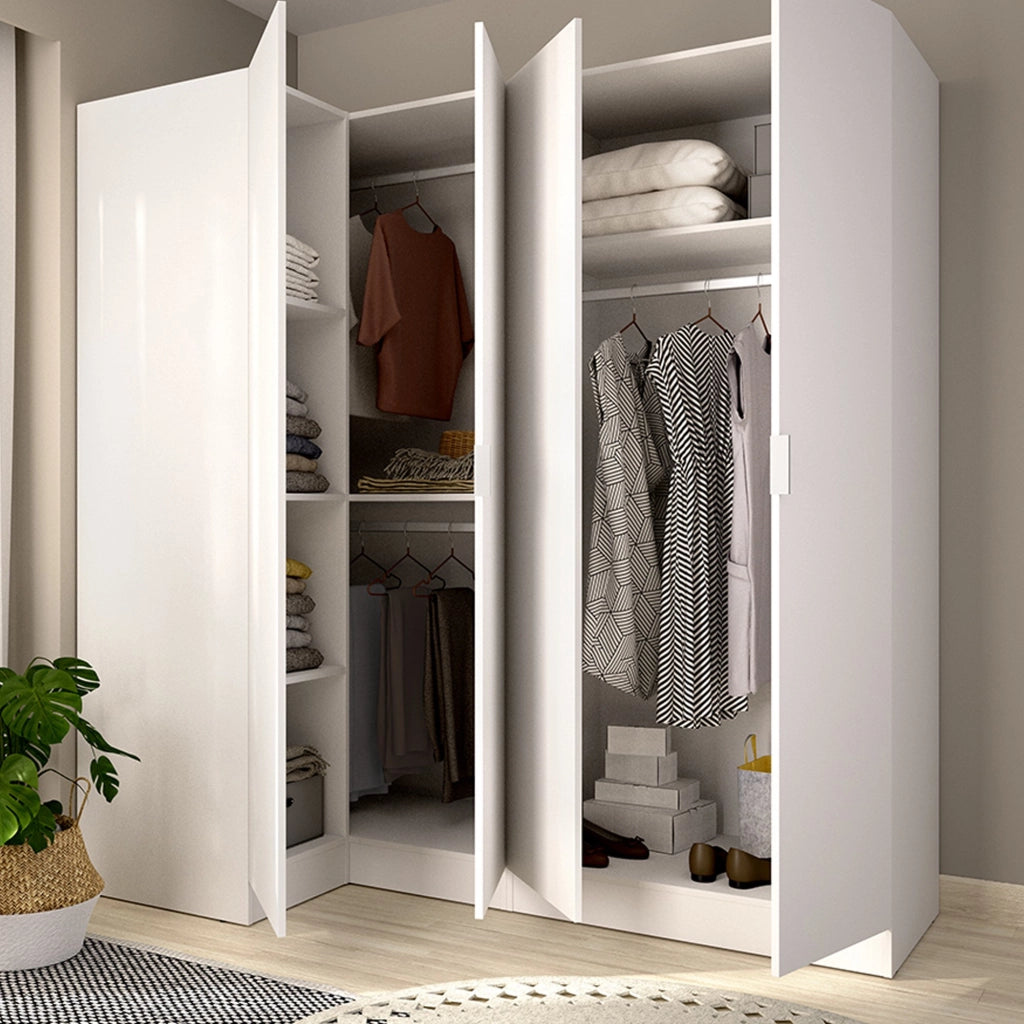 Armadio Camera da Letto Woodbury, Guardaroba Grande Modulabile, 91x184h cm Bianco