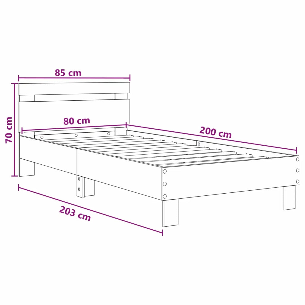 Struttura letto con testata Legno antico 80 x 200 cm 8009017