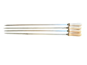 Spiedi per barbecue in acciaio inossidabile lunghi 74 cm con manico in legno per carne pesce verdure 4 pz