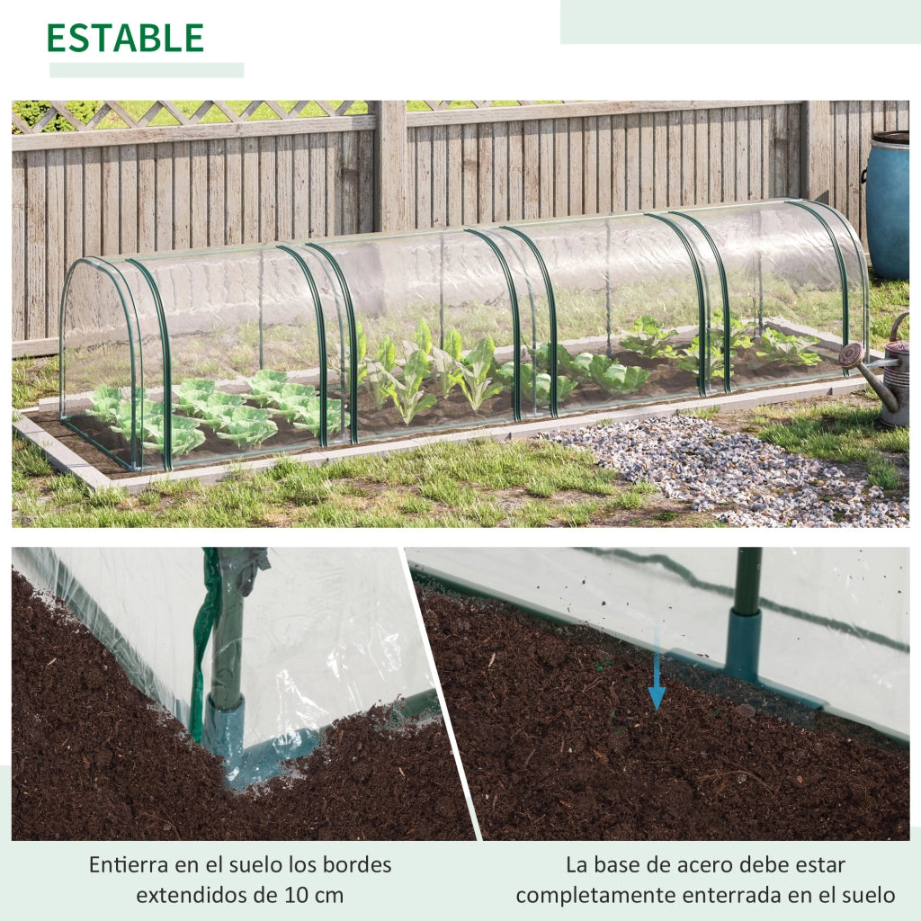 Serra Tunnel da Giardino ¨C Xylo ¨C 395x100x80 cm Acciaio PVC Trasparente Verde