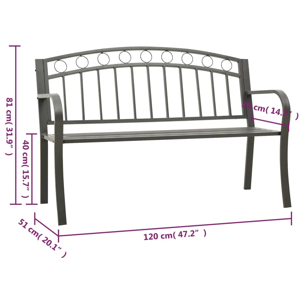 Panca da giardino arredo da esterno terrazza grigio 120 cm acciaio 02_0011728