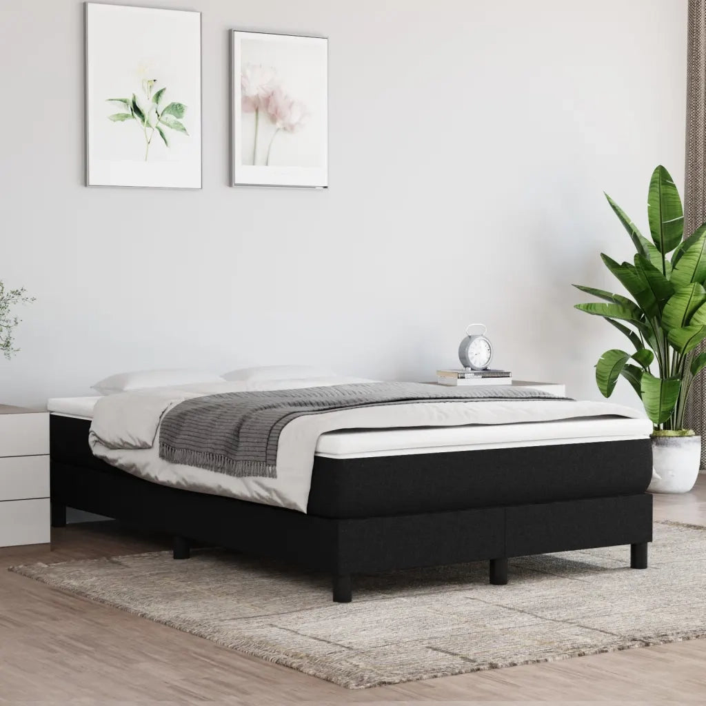 Letto matrimoniale | Letto per adulti | Giroletto a Molle con Materasso Nero 120x190 cm in Tessuto