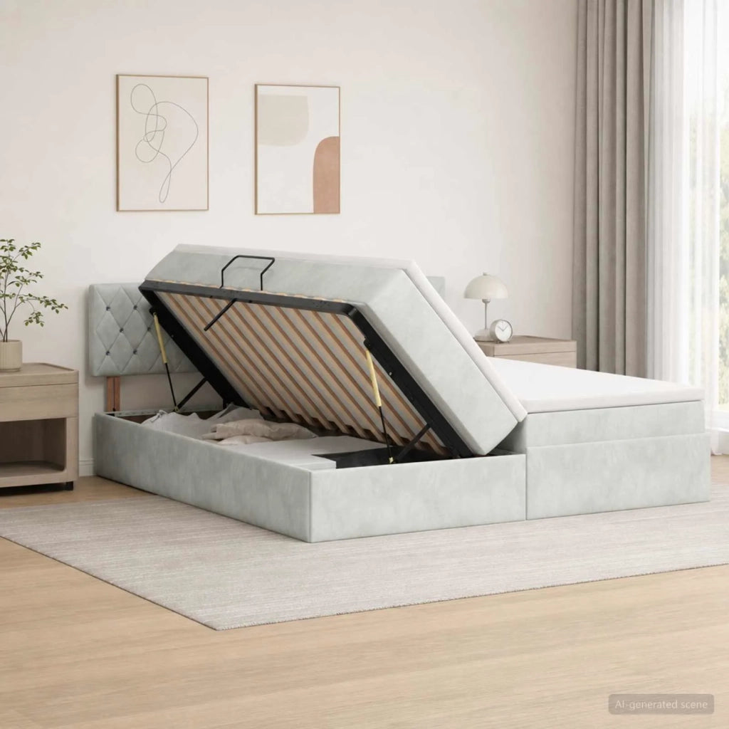 Letto con contenitore LED e materasso Grigio Chiaro 3459372
