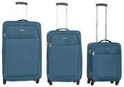 Set 3 Valigie Trolley Morbide in Poliestere 4 Ruote Ravizzoni Freccia Blu