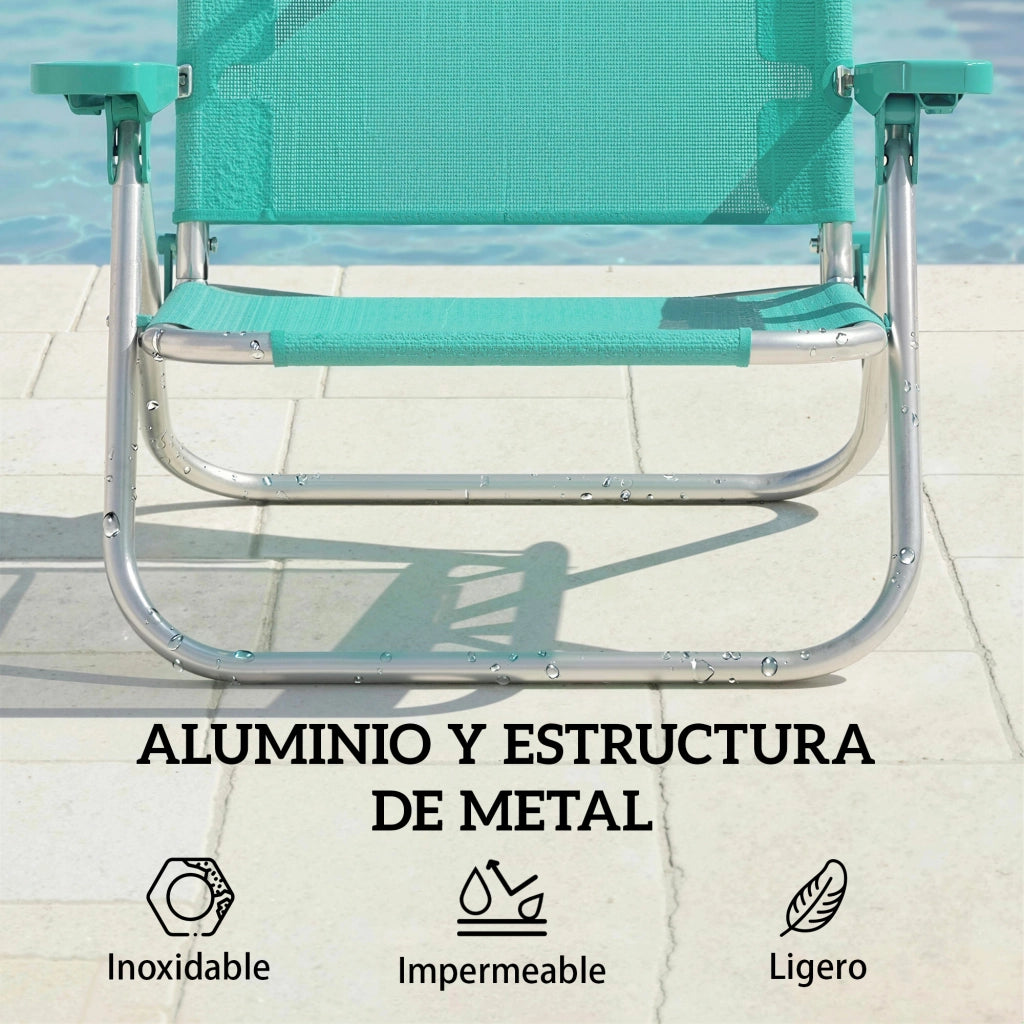 Sedia da giardino pieghevole con tendalino ¨C zephmum ¨C regolabile, reclinabile, turchese