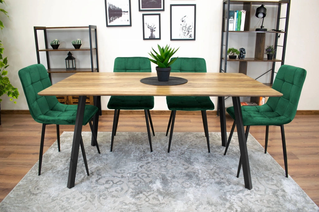 Sedia Valora PYRA in velluto verde scuro, design moderno per soggiorno