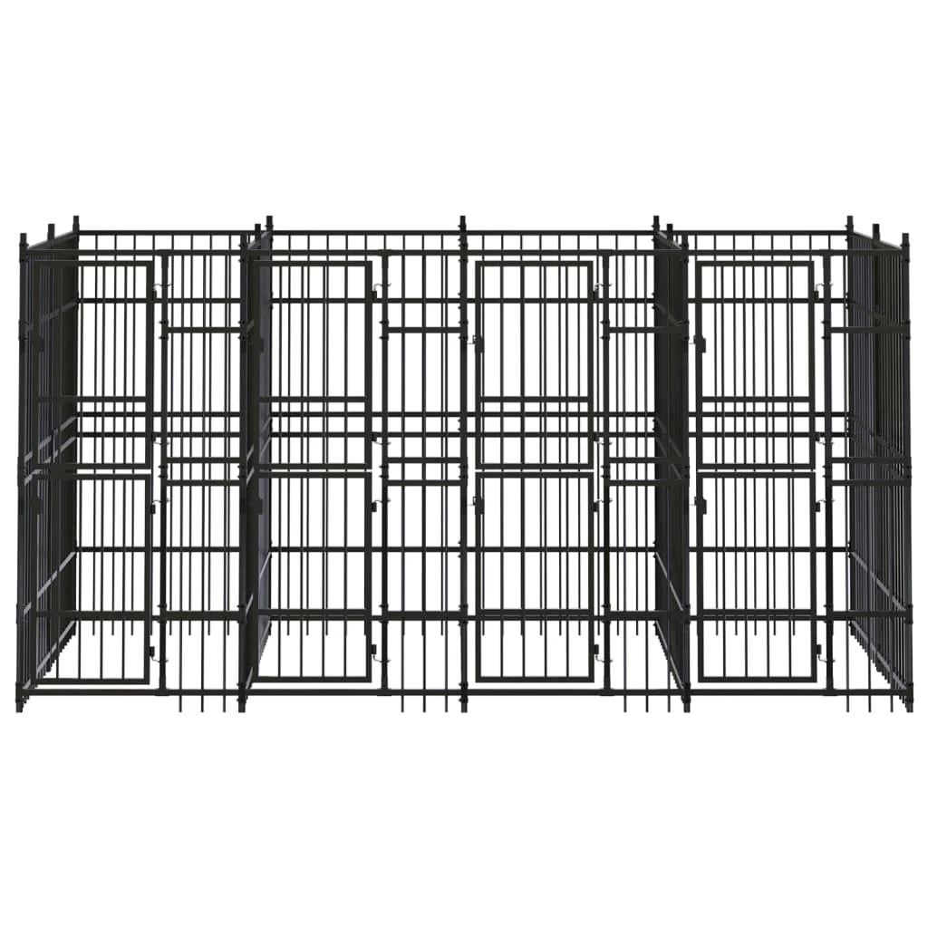 Cuccia/gabbia/recinto per cani da esterno acciaio 7,37 m² nero 02_0041875
