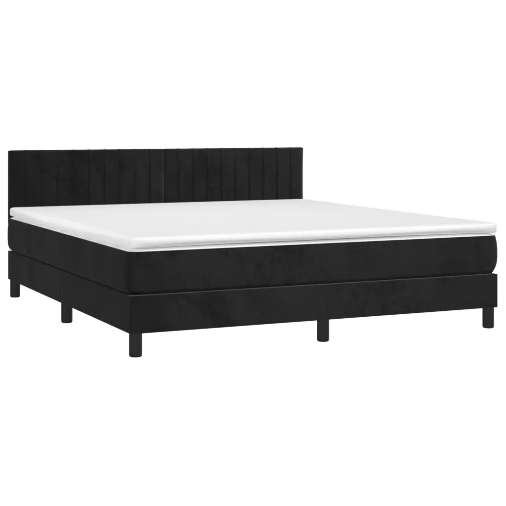 Letto a Molle con Materasso e LED Nero 160x200 cm in Velluto 3134533