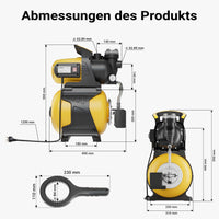 Autoclave con serbatoio uso domestico a membrana, 19 l, 1000 W, pompa per acqua automatica da 3500 l/h con pressostato e prefiltro, prevalenza 44 m, profondità di aspirazione di 8 m