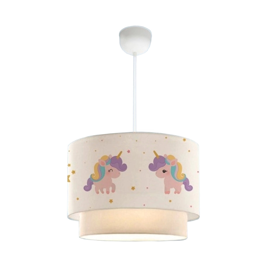Lampada a Sospensione Lurgan per Cameretta Decorato con Unicorno - Bianco lux.pro