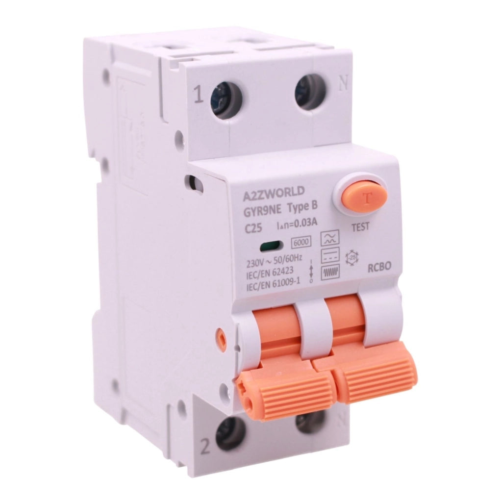 RCBO Interruttore Magnetotermico Differenziale Tipo B Curva C 1P+N 2M 6000A 30mA AC 230V IP20 Disponibili 16A 20A 25A 32A 40A (C25A)