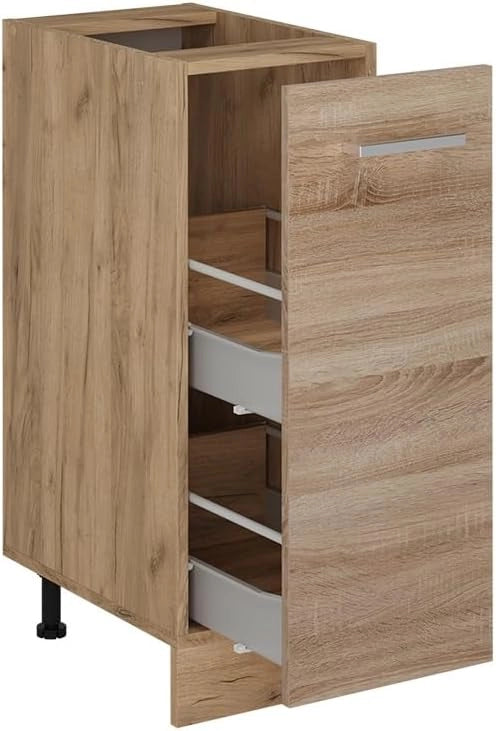 Vicco Mobiletto base per cucina R-Line, Sonoma, 40 cm con cassetti, PL Rovere