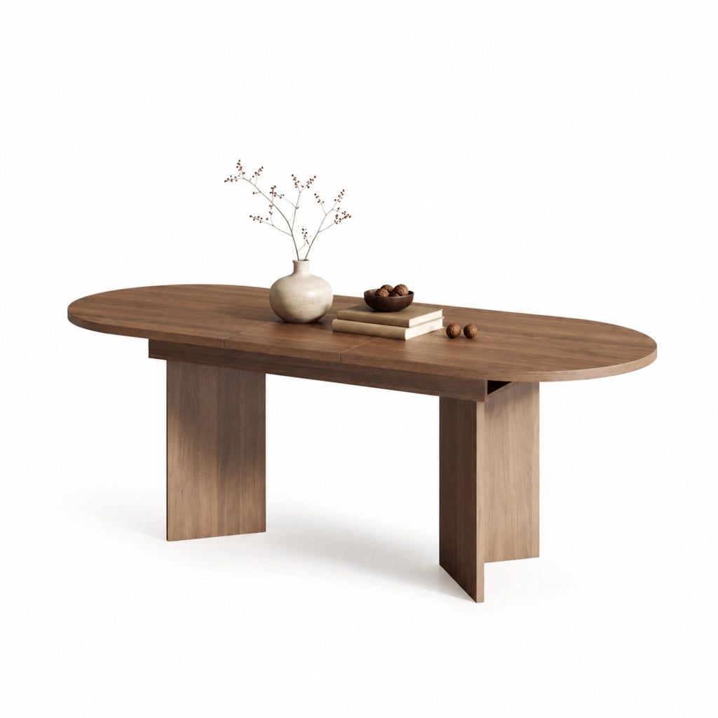 Tavolo da pranzo allungabile 180 x 90 x 75 cm in MDF; noce