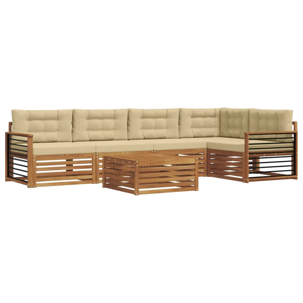Set di divani da esterno con cuscino 6 pcs Naturale e Beige