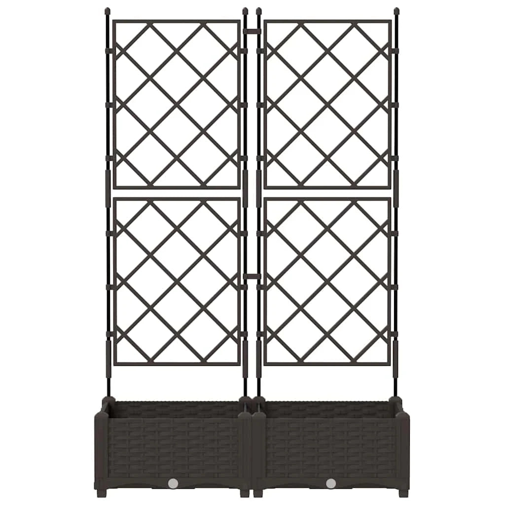Set di 2 fioriere da giardino moderne in acciaio 80 x 40 x 125,5 cm resistenti finitura marrone chic 02_0058512