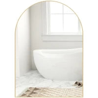 Specchio da parete arrotondato specchio da bagno con cornice in lega di alluminio per camera da letto soggiorno ingresso 50 × 70 cm oro