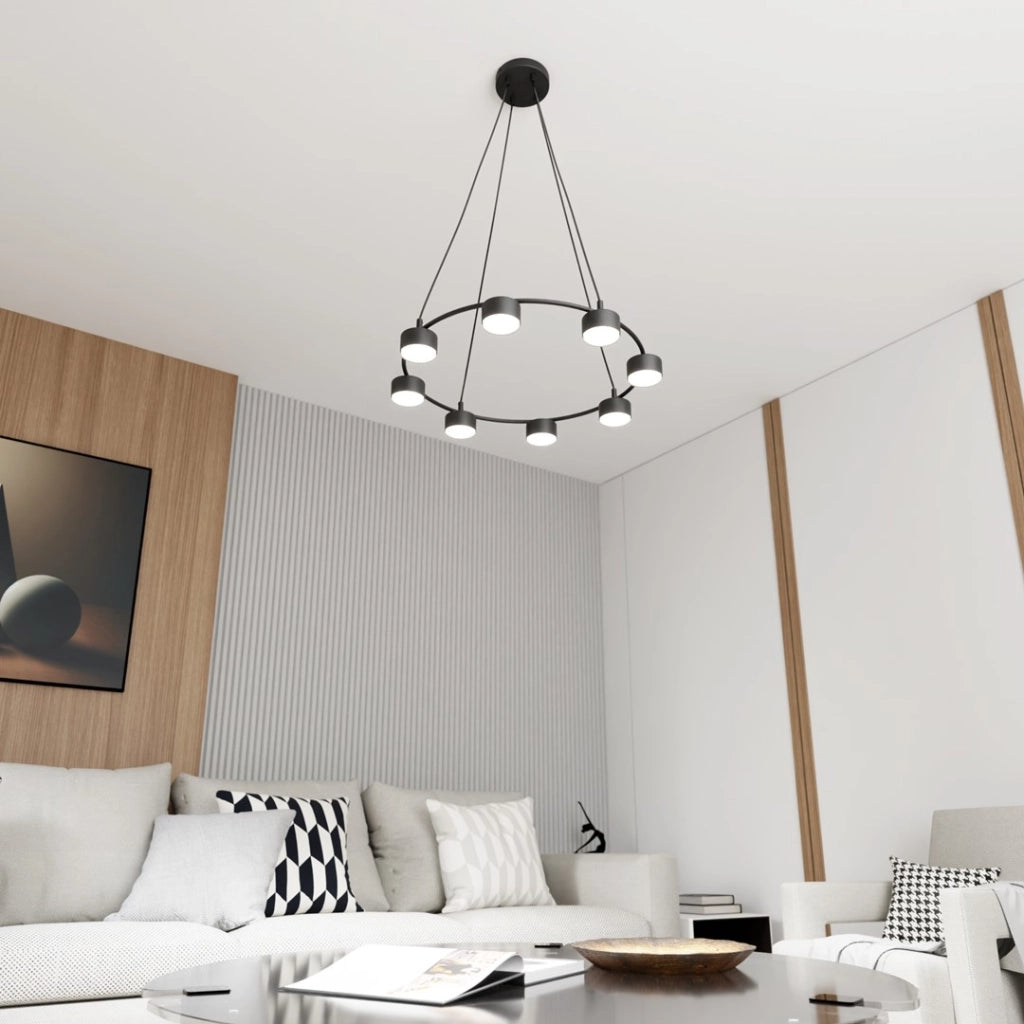 Lampadario STARLIT moderno nero 8 luci GX53 Ø64 Emibig