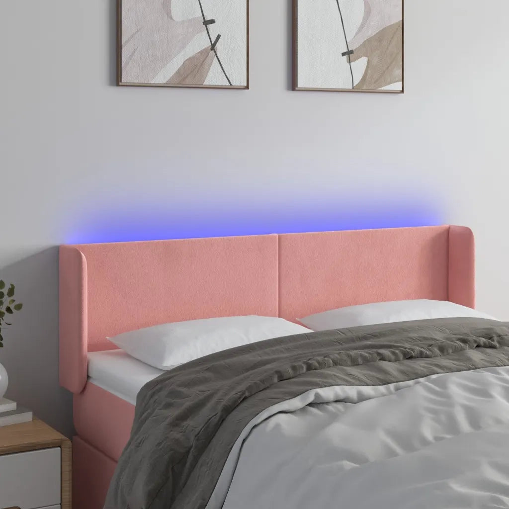 Testiera a LED-Testata con LED Rosa 147x16x78/88 cm in Velluto 146489