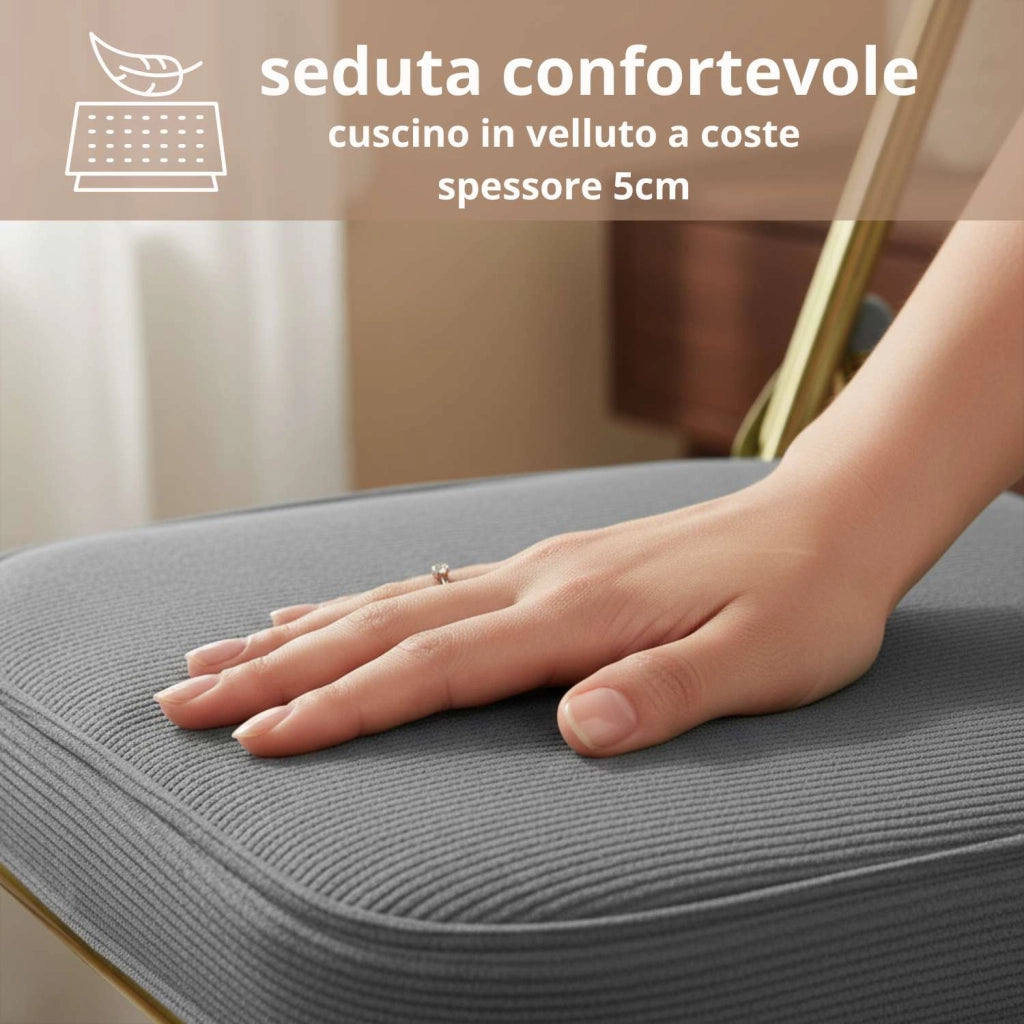 Marvin Sedia Pieghevole Imbottita Vittoria in Metallo Oro – Salvaspazio Richiudibile, Confortevole e Compat Grigio/Oro