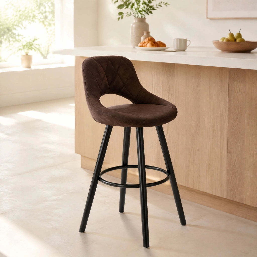 SGABELLO DA BAR 91 cm Legno massello e tessuto Marrone scuro