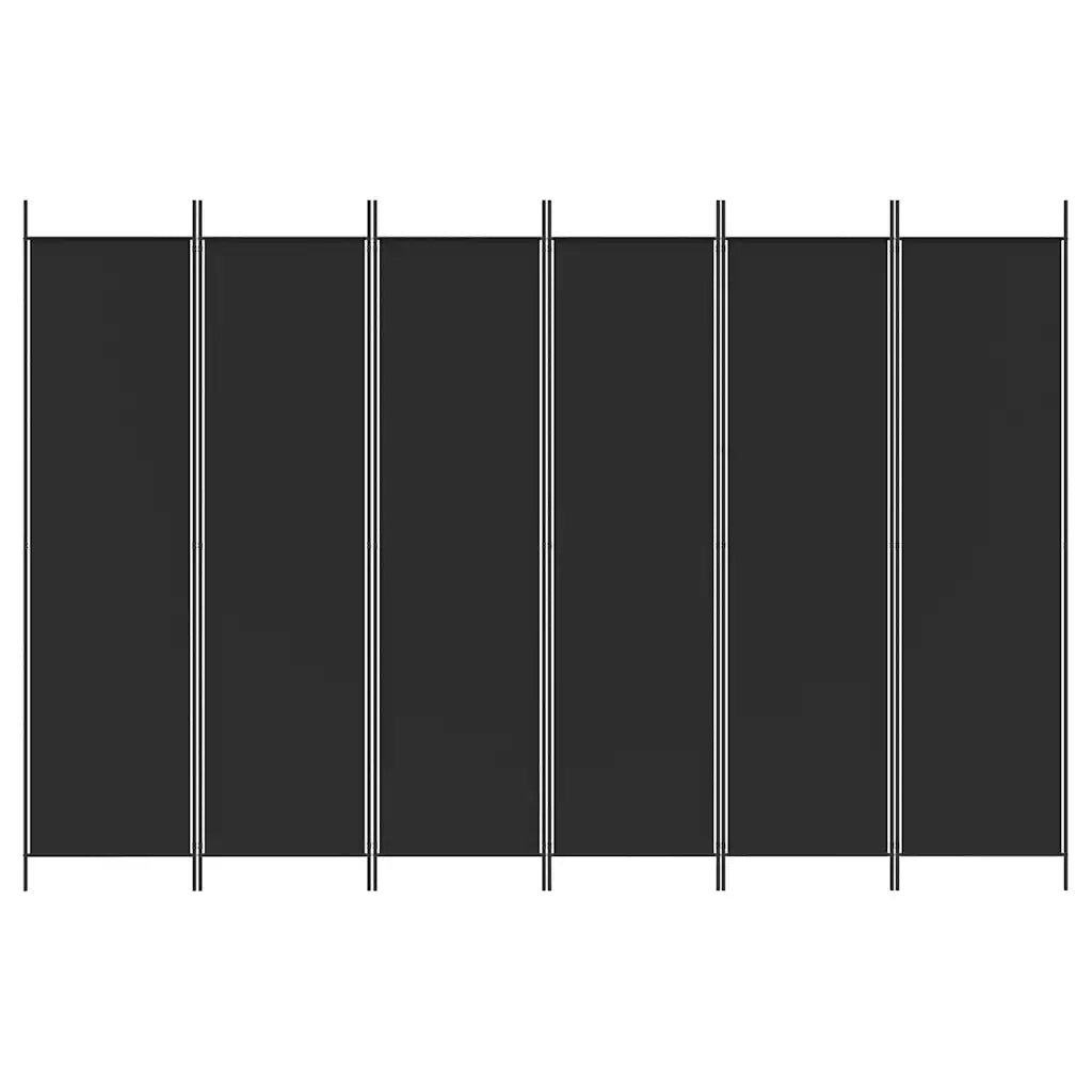 Divisorio a 6 Pannelli Nero 300x200 cm in Tessuto 350193