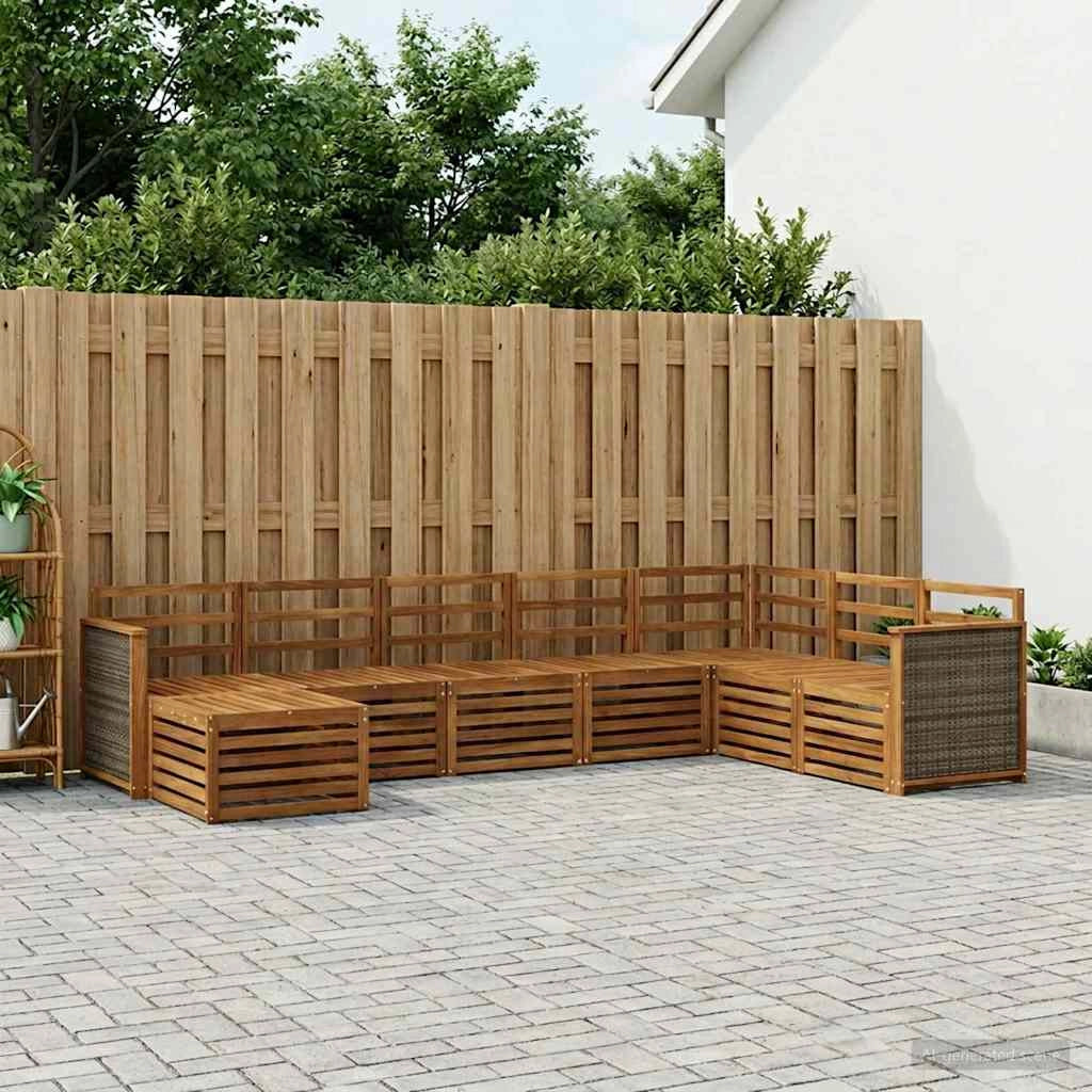 Set di divani da esterno 6 pz Naturale Legno di Acacia Massello 3384705