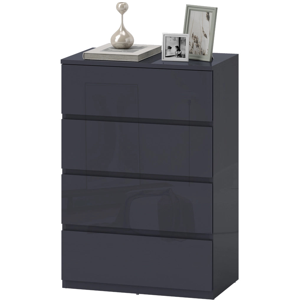 Cassettiera 4 Cassetti ¨C zephmum ¨C Grigio Lucido 55x34x80 cm