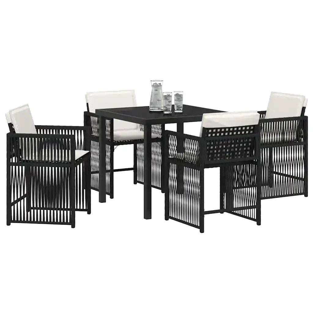 Set da Pranzo per Giardino 5 pcs Nero polyrattan 3380769