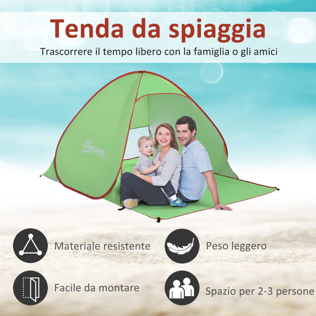 Tenda da Spiaggia Pop Up ¨C zephmum ¨C Verde 200x150x119 cm