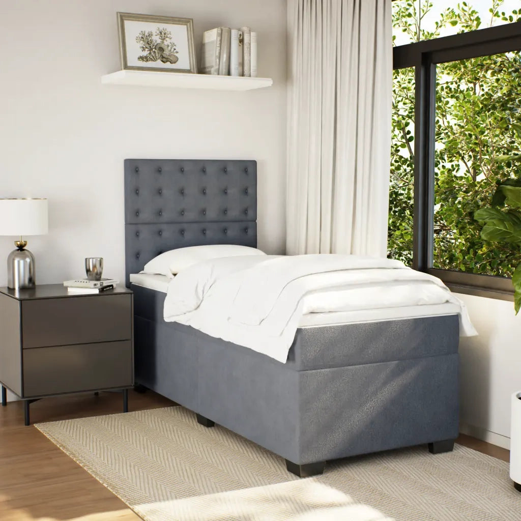 vidaXL Giroletto a Molle con Materasso Grigio Scuro 100x200 cm Velluto