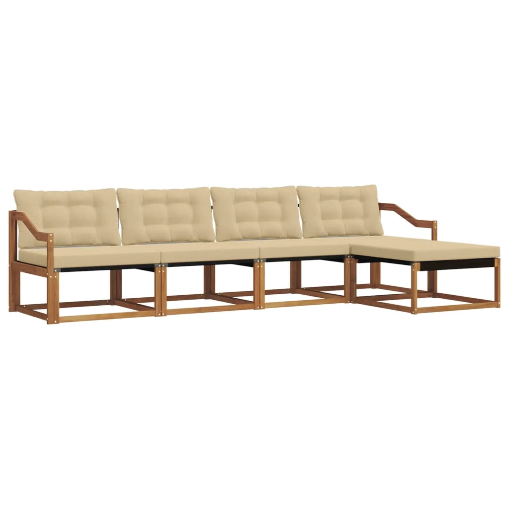 Set di divani da esterno con cuscino 5 pcs Naturale e Beige